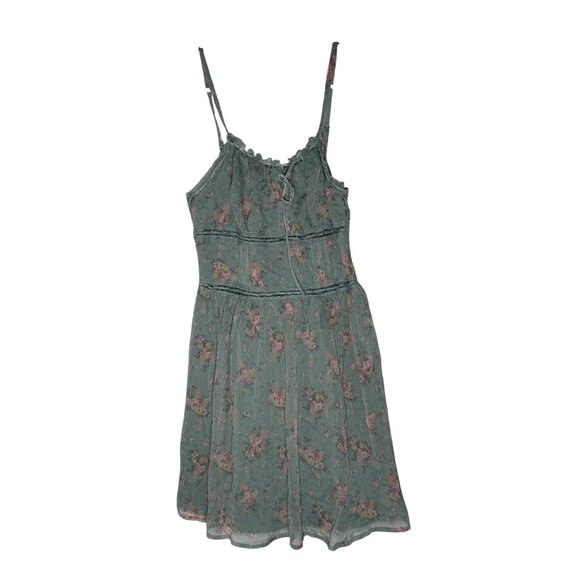 Lulus Flirty Dreamer Sage Floral Bustier Lace Ribbon Mini Dress Size Medium NWT - Picture 2 of 5